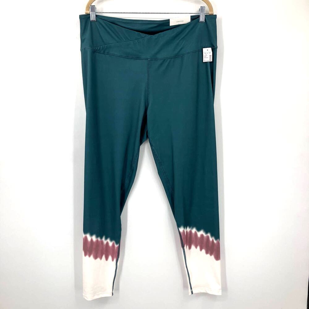 Maurices Green Mauve White Ultra High Rise Tie Dye Luxe Crossover Leggings Pants